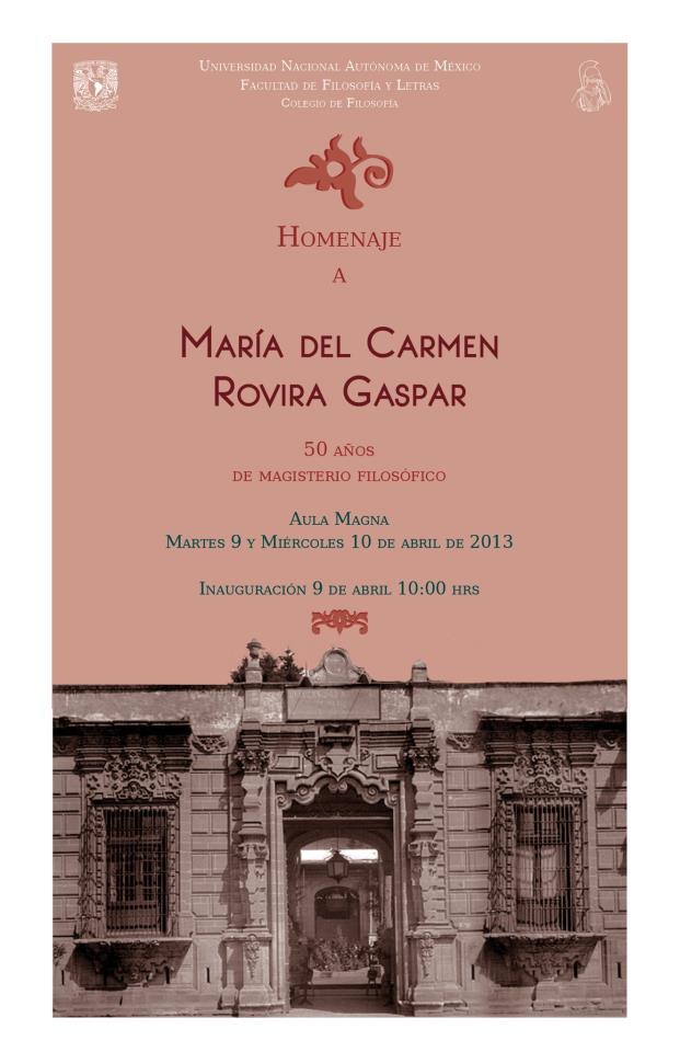 Homenaje Carmen Rovira 50 años magisterio filosófico