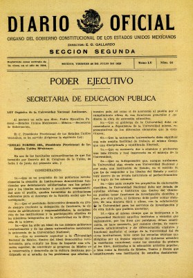 Diario Oficial. Autonomía Universitaria