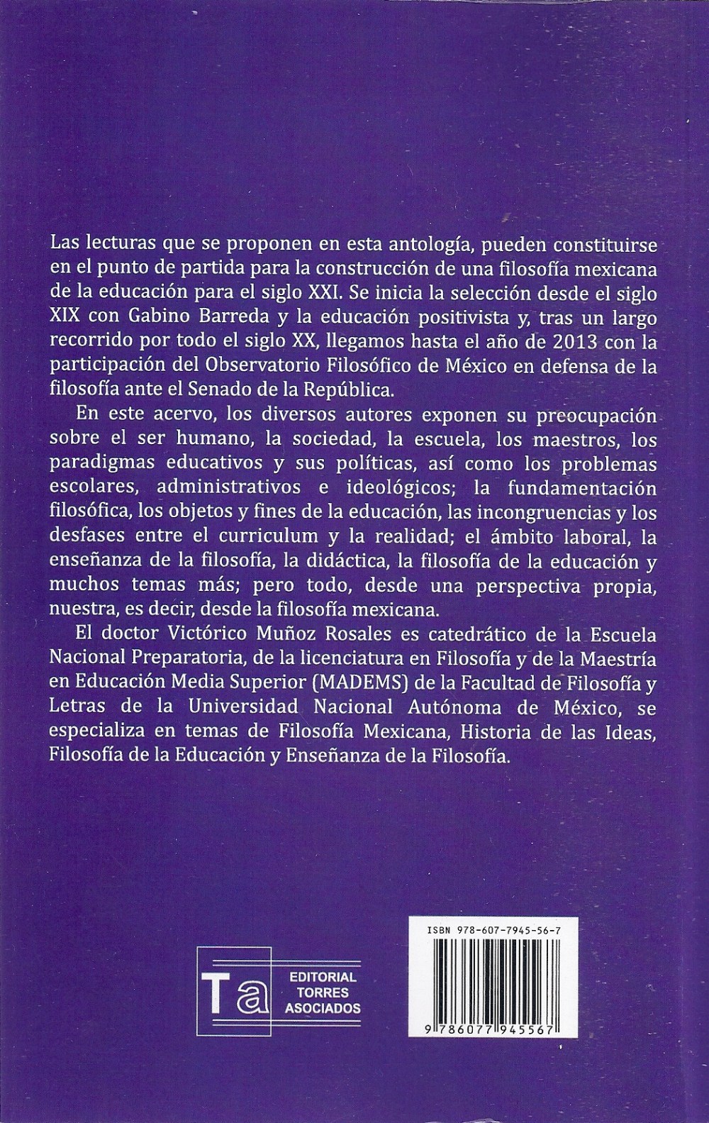 Contraportada, Filosofía mexicana de la educación
