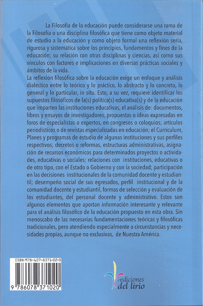 Contraportada, Romero, Filosofía de la educación