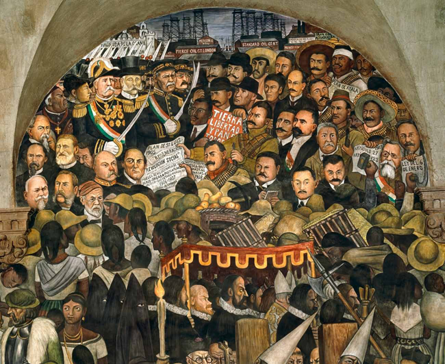 Fragmento de "Epopeya del pueblo mexicano", mural de Diego Rivera en el Palacio Nacional.